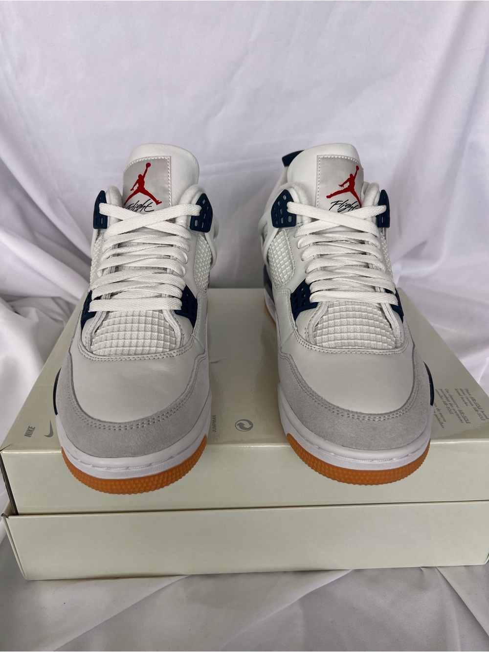 2025 Jordan White Navy and Gum Low-Top Sneakers